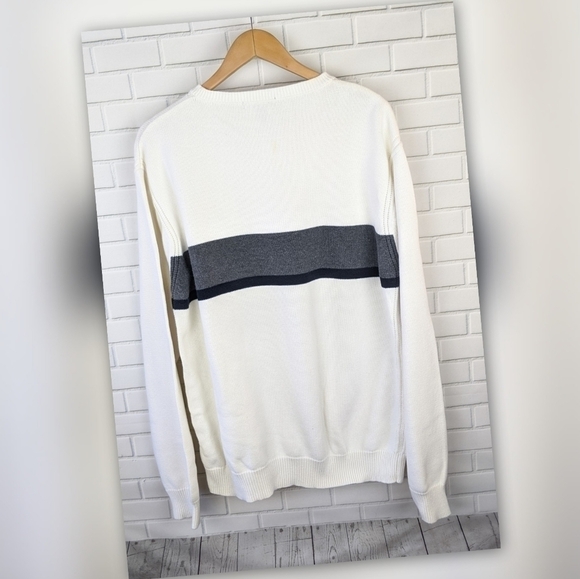 Nautica Grey Blue Cream Sweater Men's Extra Large XL - Picture 3 of 6